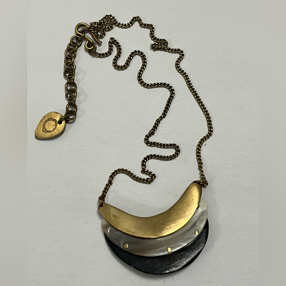 Brass Ivory Wood statement necklace - Picture 1 of 5